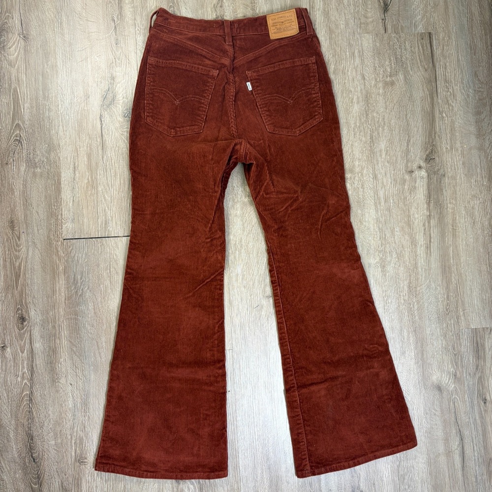 Levis 70s High Flare Womens Size 29 Corduroy Pants Brown Bronze Hippy Retro - Picture 6 of 7